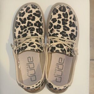 Hey Dude Kids Tan Leopard Moccasins
